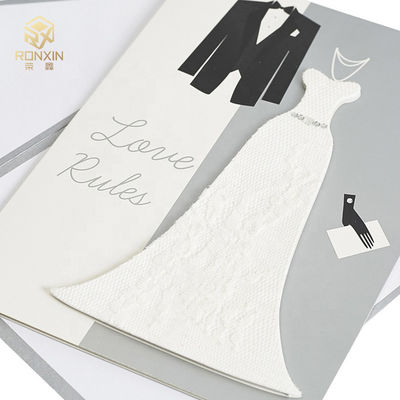 Fashionable Recyclable Grey And White Wedding Invitations Hot Stamping